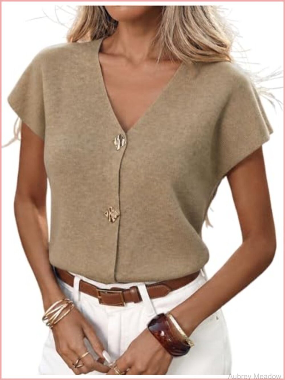 Womens Short Sleeve Button Down V Neck Cropped Cardigan Sweater Lightweight